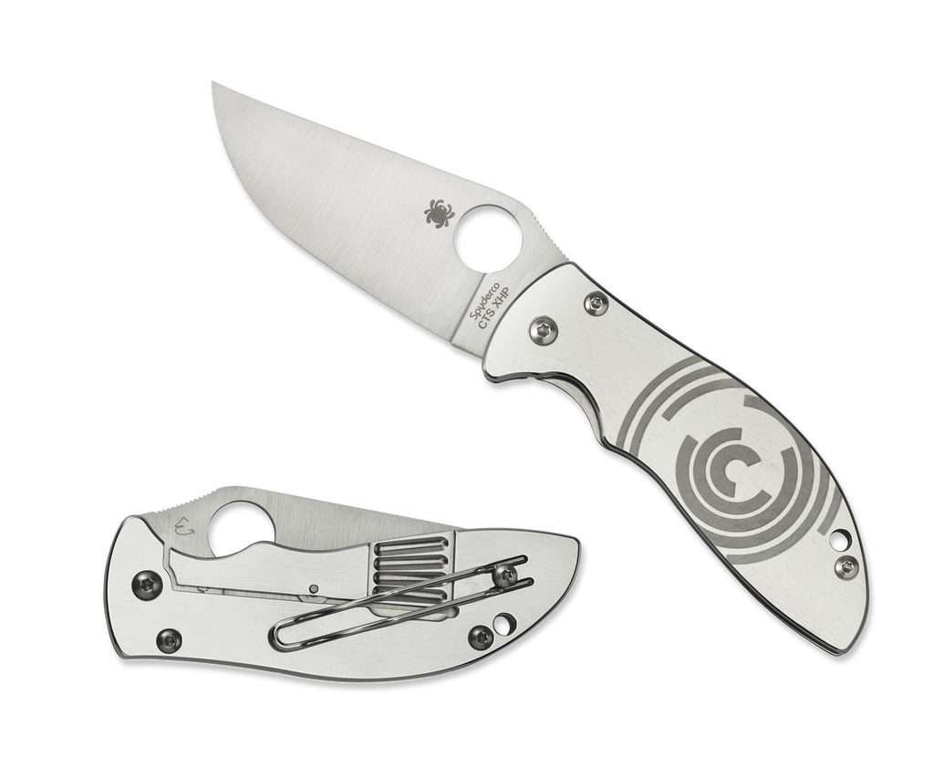 REFERENCE ONLY - Spyderco Foundry C160P Folding Knife, 3.312" Plain Edge Blade, Stainless Steel Handle