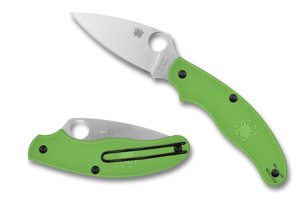 Spyderco UK Penknife Salt Slipit Knife C94PGR Leaf PlainEdge LC200N Blade Green