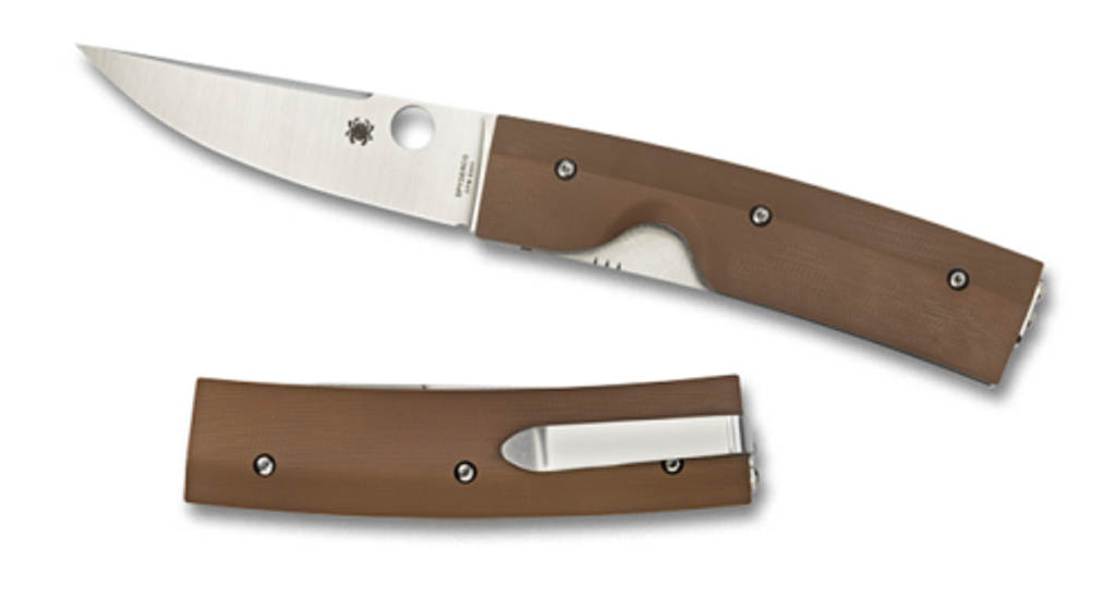 REFERENCE ONLY - Spyderco Nilakka C164GPBN Folding Knife, 3.531" Plain Edge Blade, Brown G-10 Handle