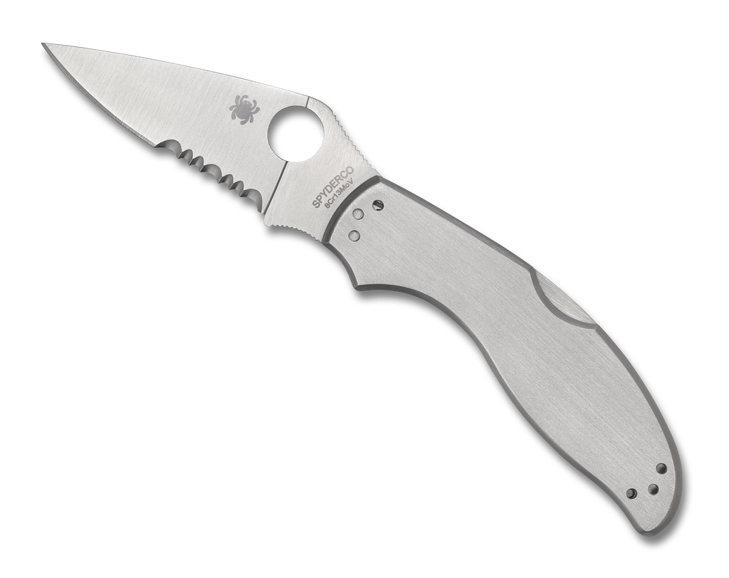 Spyderco UpTern Folding Knife C261PS Combo Edge Blade Stainless Steel Handle