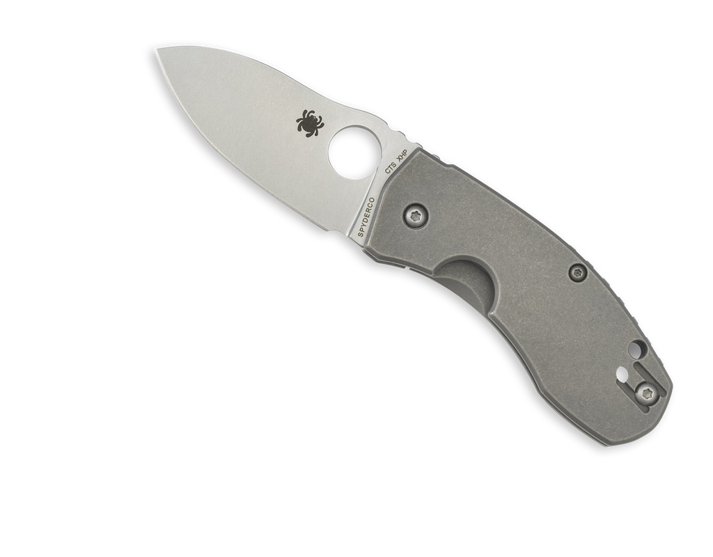 REFERENCE ONLY - Spyderco Techno C158TIP Folding Knife, 2.625" Plain Edge CTS-XHP Blade, Titanium Handle