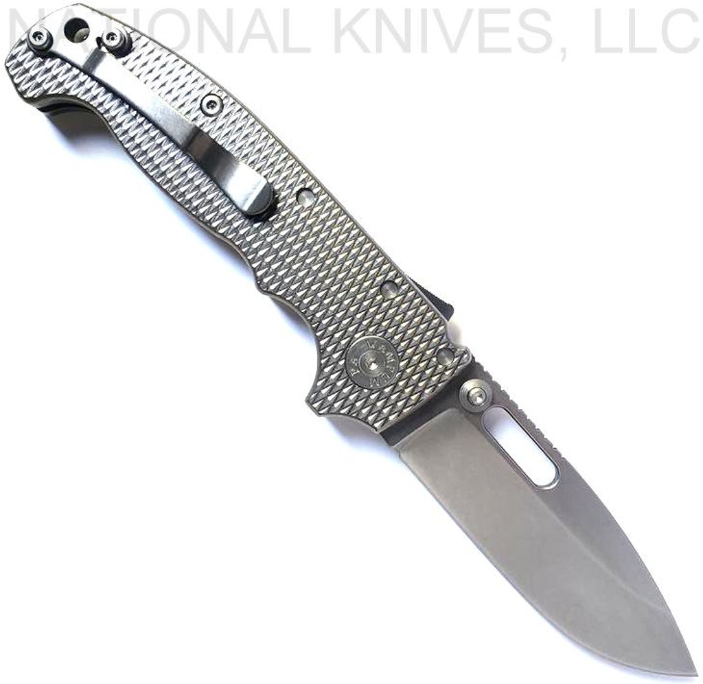 Strict Limit of One (1) AD-20S TOTAL per customer, household, etc.  Demko Knives MG AD-20S Stonewash CTS-204P Blade Textured Titanium - WITH Thumb Slot