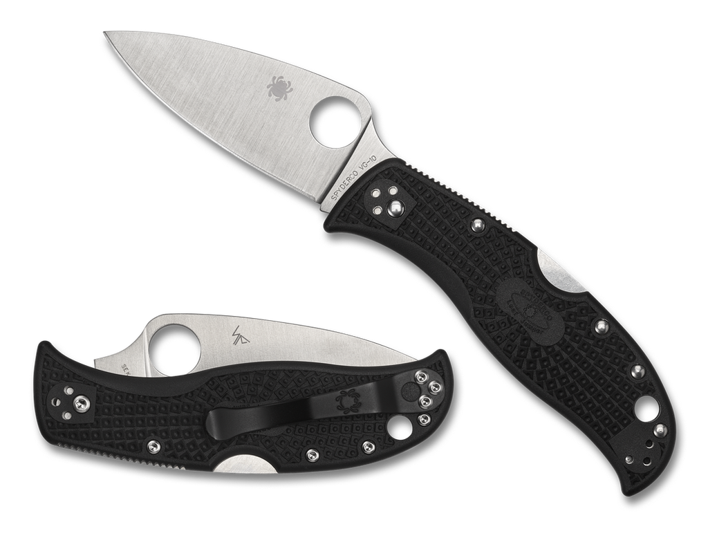 Spyderco LeafJumper Knife C262PBK 3.09" Plain Edge VG-10 Blade Black FRN