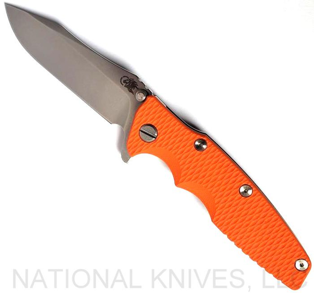 Rick Hinderer Knives Eklipse Spearpoint Stonewash S45VN Blade SWBR L/S Orange