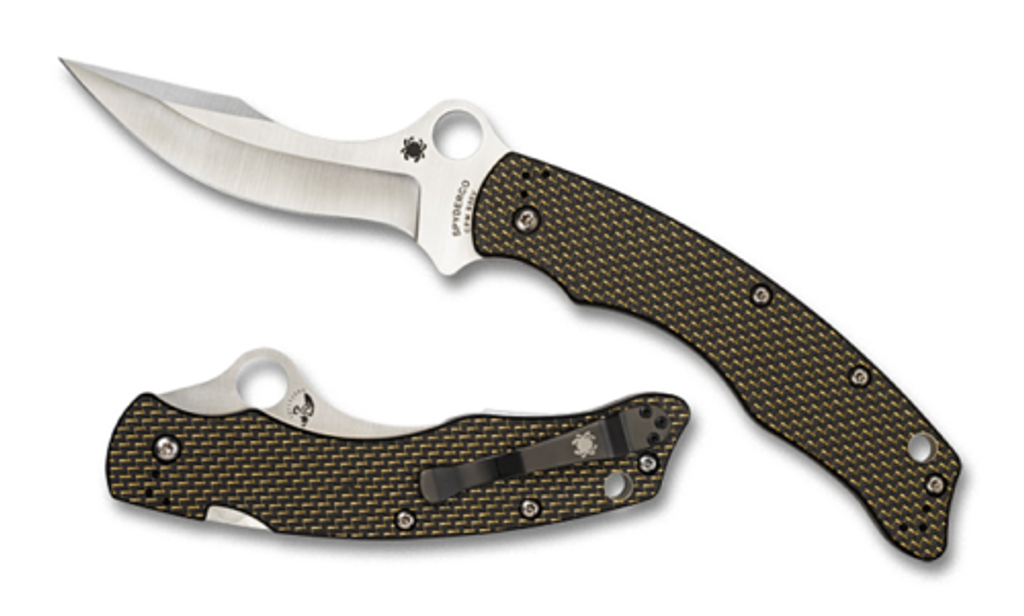 REFERENCE ONLY - Spyderco Szabo C146CFP Folding Knife 4.6" Plain Edge Blade, Lightning Strike Carbon Fiber and G-10 Laminate Handle