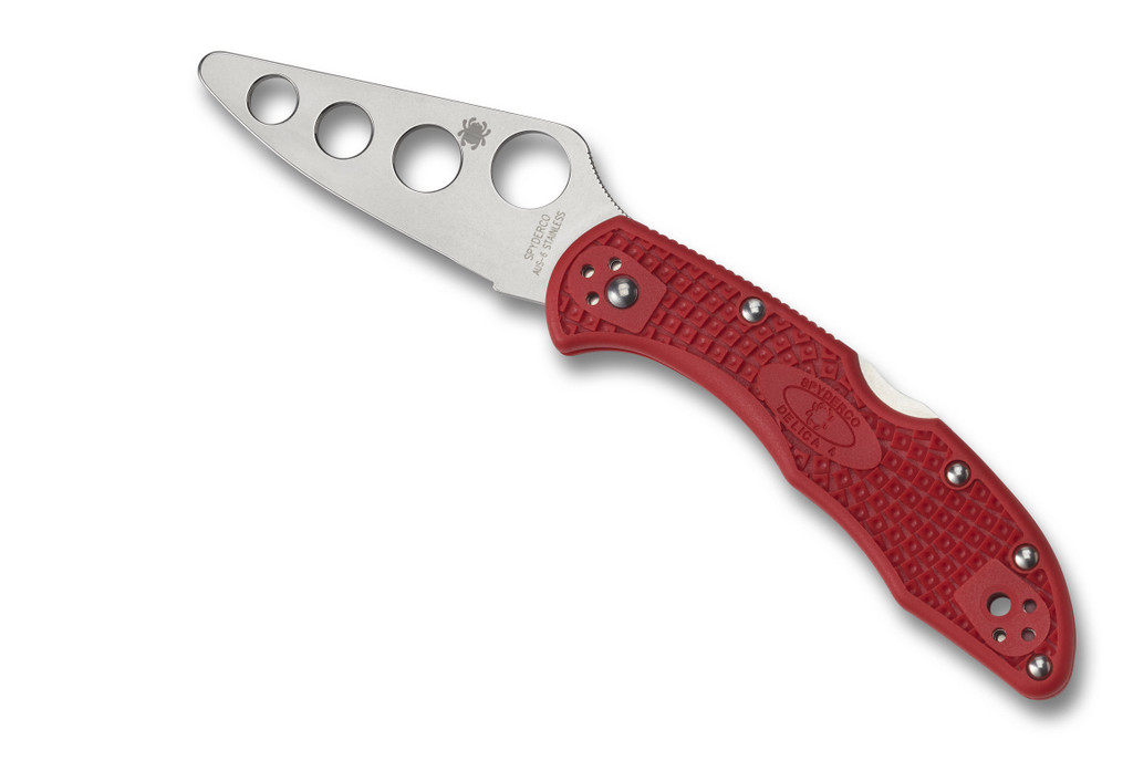 Spyderco Delica 4 Trainer Training Knife C11TR Unsharpened Blade Red FRN Handle