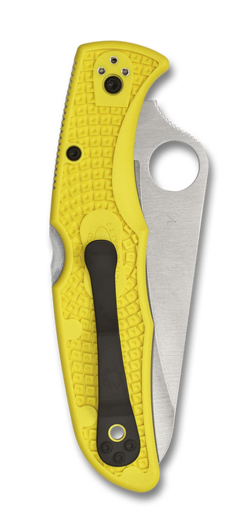 Spyderco Pacific Salt 2 Knife C91SYL2 Satin 3.78" Serrated H-2 Blade Yellow FRN