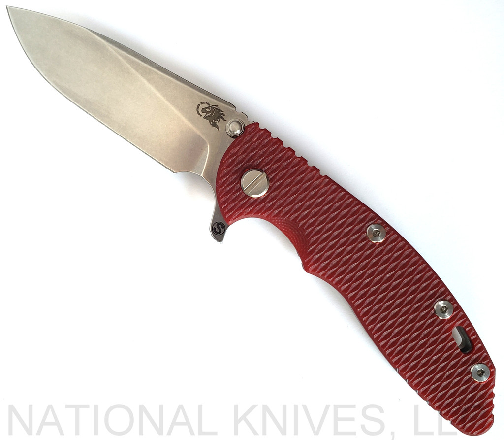 Rick Hinderer Knives XM-18 SKINNY Slicer 3.5" Stonewash MagnaCut Blade Red