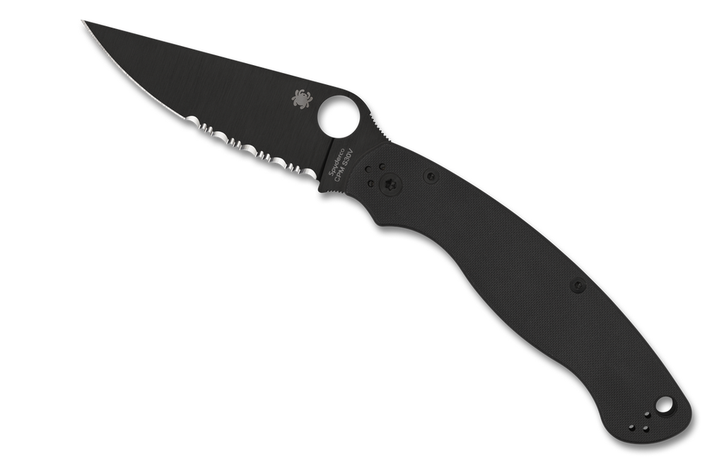 Spyderco Military 2 Folding Knife C36GPSBK2 Black S30V ComboEdge Blade Black G10