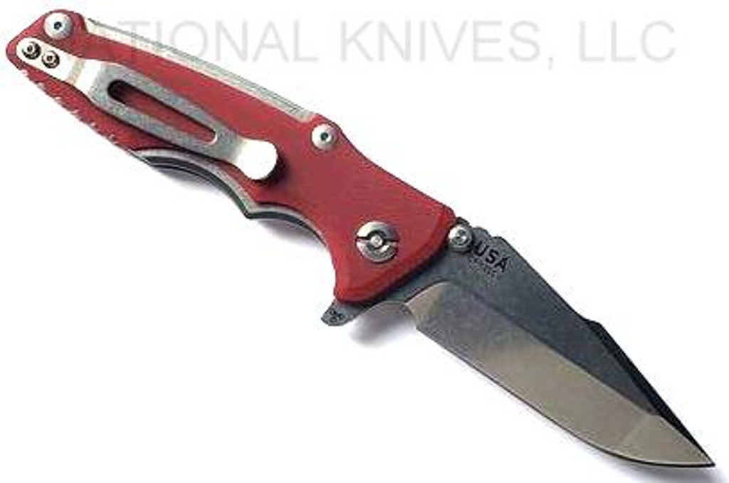 Rick Hinderer Knives Eklipse 3.0" Harpoon Spanto Stonewash 20CV  Blade SW Red