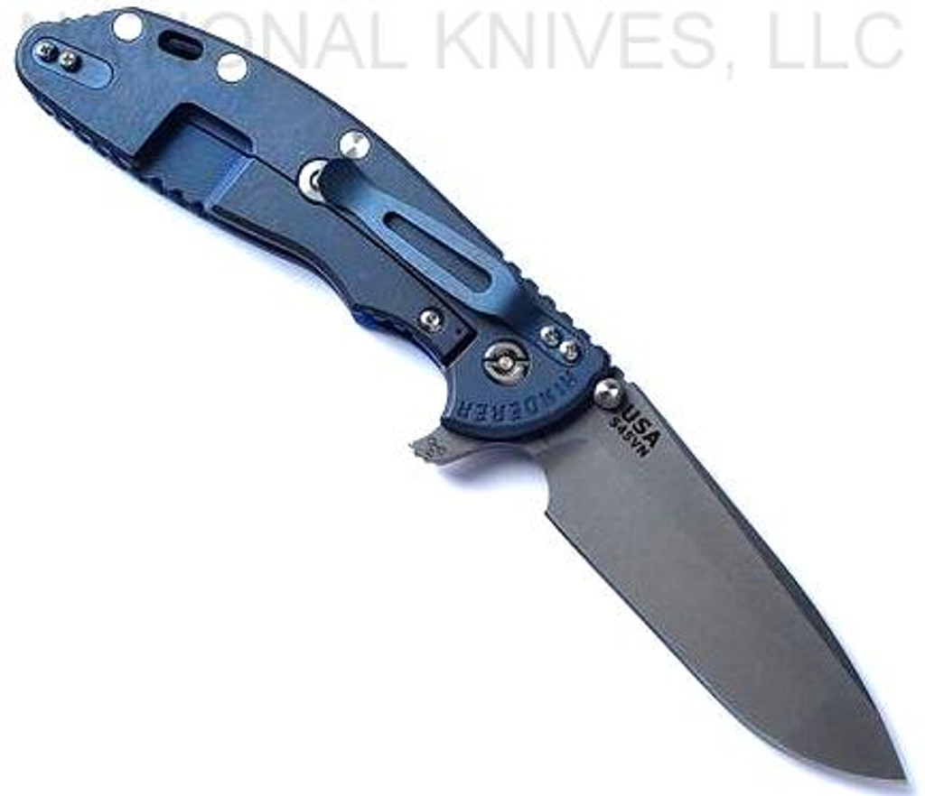 Rick Hinderer Knives XM-24 Spanto Working Finish 4" S45VN Blade BTLBL L/S Blue