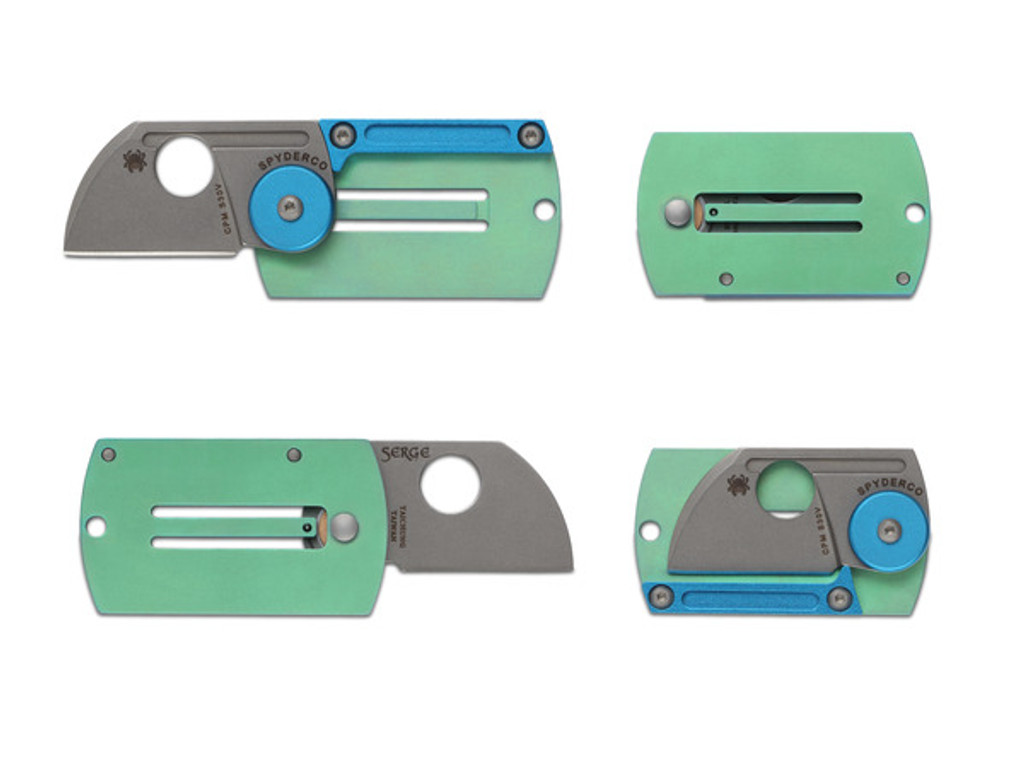 REFERENCE ONLY - Spyderco Dog Tag Folder C188ALTIP Knife S30V Blade Green Blue