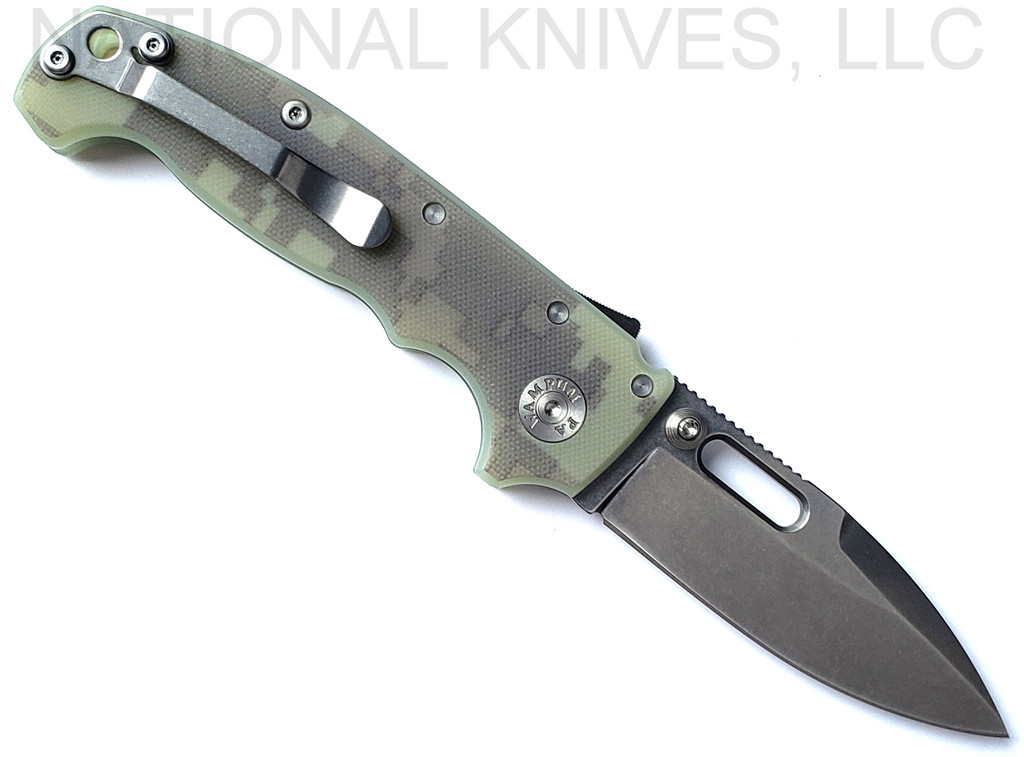 READ DESCRIPTION BEFORE PURCHASE.  Strict Limit of One (1) AD-20 TOTAL per customer, household, etc.  Demko Knives EXCLUSIVE MG AD-20 Spear Point Stonewash CPM MagnaCut Blade Camo #3 G-10