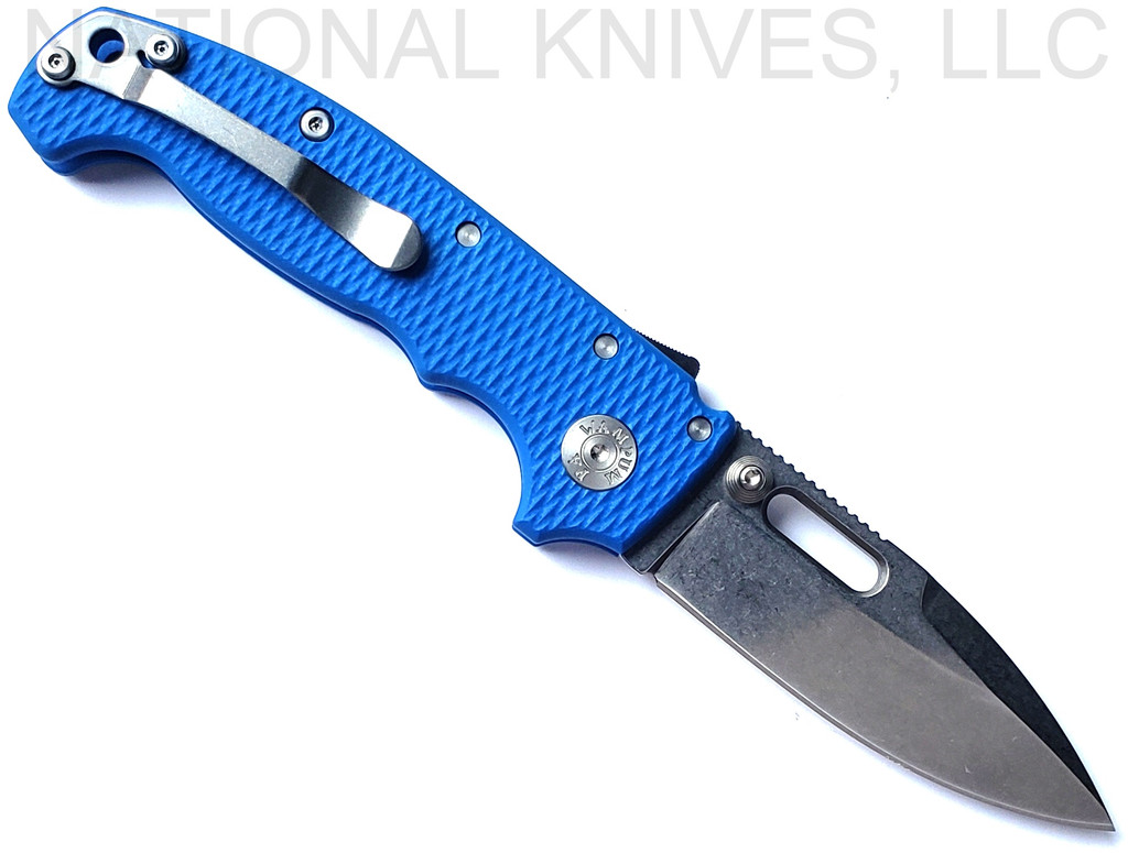 READ DESCRIPTION BEFORE PURCHASE.  Strict Limit of One (1) AD-20 TOTAL per customer, household, etc.  Demko Knives EXCLUSIVE MG AD-20 Spear Point Stonewash CPM MagnaCut Blade Blue #1 G-10