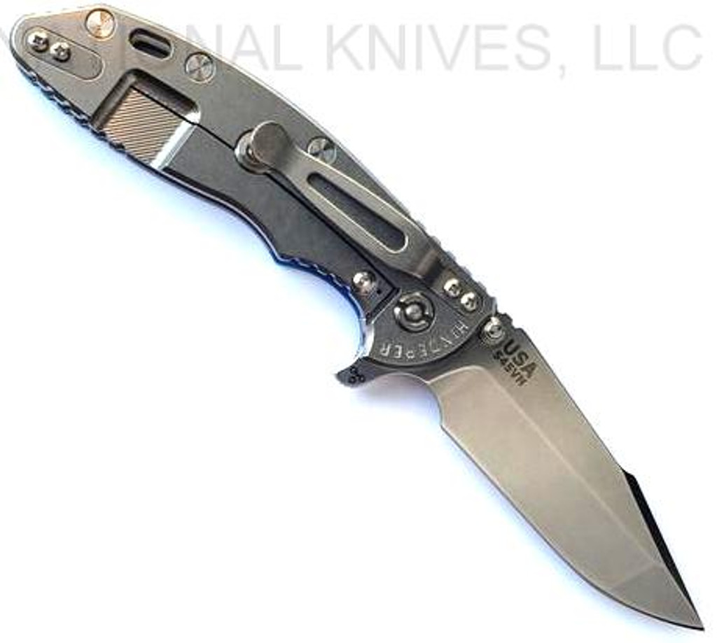 Rick Hinderer Knives XM-18 Harpoon Spanto Stonewash 3.5" S45VN SW LS Blue G-10