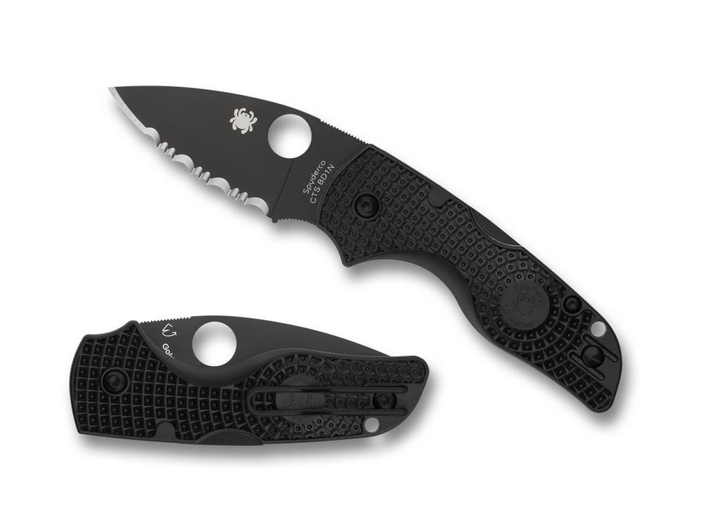 Spyderco Lil' Native Lightweight Knife C230SBBK Black Serrated Blade Black FRN