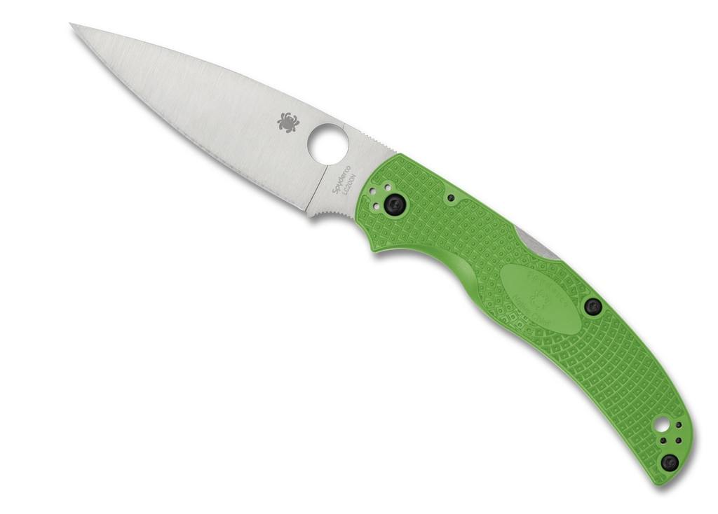 Spyderco Native Chief Salt Knife C244PGR Satin LC200N PlainEdge Blade Green FRN