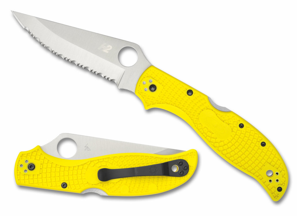 Spyderco Stretch 2 XL Salt Knife C258SYL Serrated H-2 Steel Blade Yellow FRN