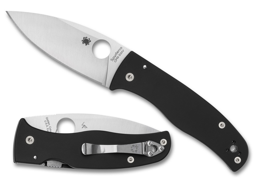 Spyderco Bodacious Folding Knife C263GP Satin CPM-S30V PlainEdge Blade Black G10