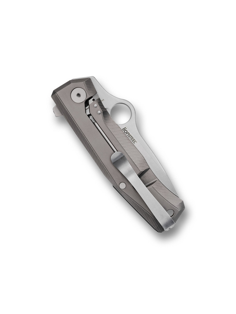 Spyderco SpyMyto Flash Batch folding knife with thumb hole - shown closed pocket clip side.  Satin M398 stainless steel plain edge blade. Micarta handle with titanium lock side.  Model C265MTIP.
For reference only.