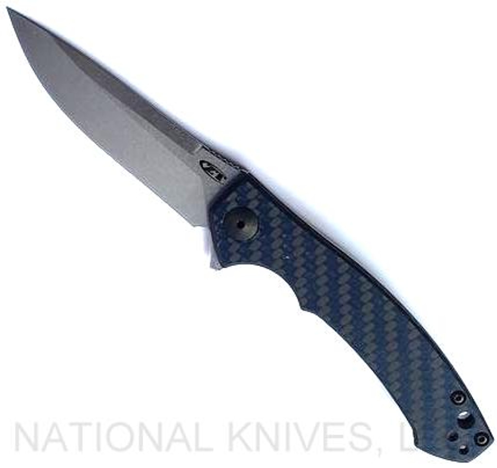 Zero Tolerance 0450BLUCF Flipper Knife 3.25" Magnacut Blade Blue Carbon Fiber