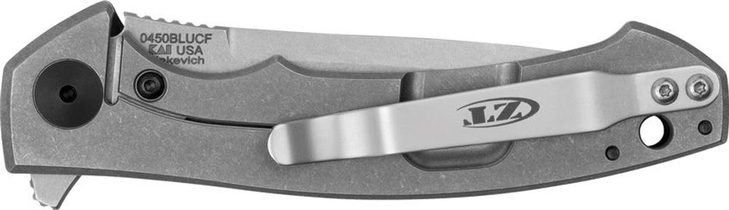 Zero Tolerance 0450BLUCF Flipper Knife 3.25" Magnacut Blade Blue Carbon Fiber