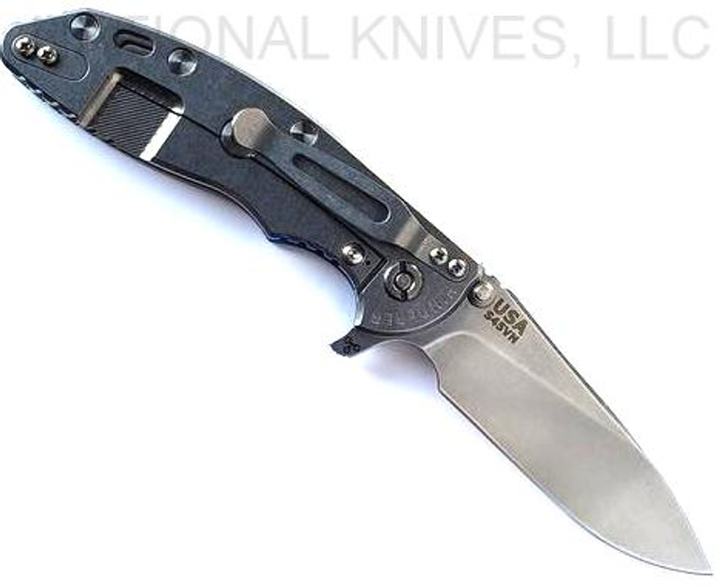 Rick Hinderer Knives XM-18 Slicer Stonewash 3.5" S45VN Stonewash L/S Blue - Black G-10