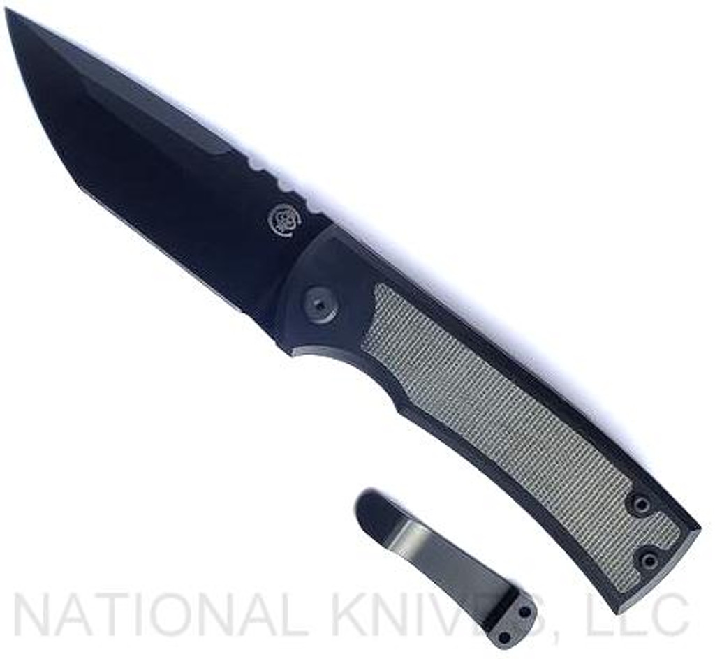 Chaves Knives Redencion 229 Kickstop Tanto Blk M390 Blade Small Black Micarta