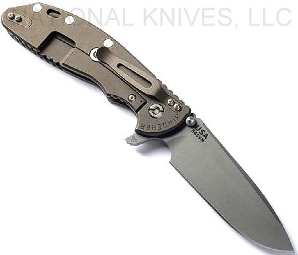 Rick Hinderer Knives XM-24 Spear Point Working Finish S45VN Blade Battle Bronze L/S OD Green G-10