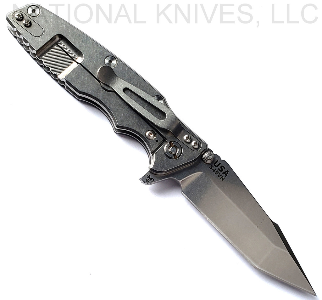 Rick Hinderer Knives Eklipse Harpoon Tanto Knife Stonewash CPM-S45VN Blade Stonewash L/S Black G-10