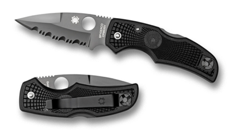 REFERENCE ONLY - Spyderco Native C41PSBBK Folding Knife, Black 3-1/8" Partially Serrated Edge Blade, Black FRN Handle