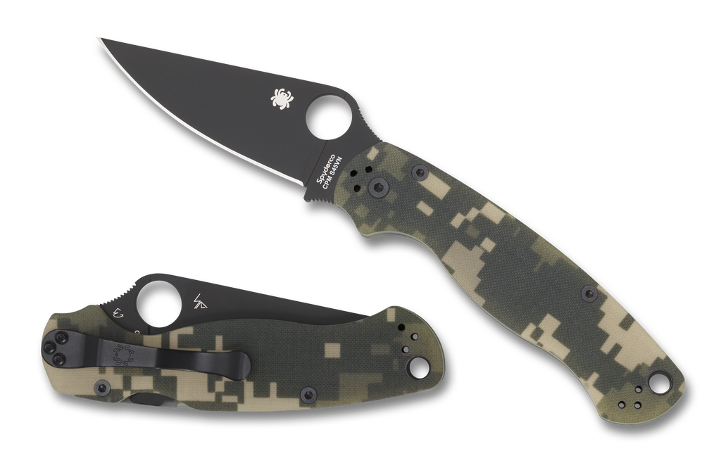 Spyderco Paramilitary 2 Knife C81GPCMOBK2 Black 3.43" PlainEdge S45VN Blade Camo