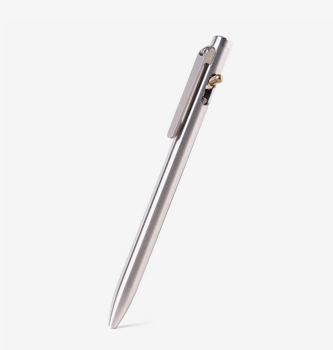 Tactile Turn Switch Short Ink Pen.  Shown closed.  Titanium construction.  Model 10-SW2-TTM-TTM