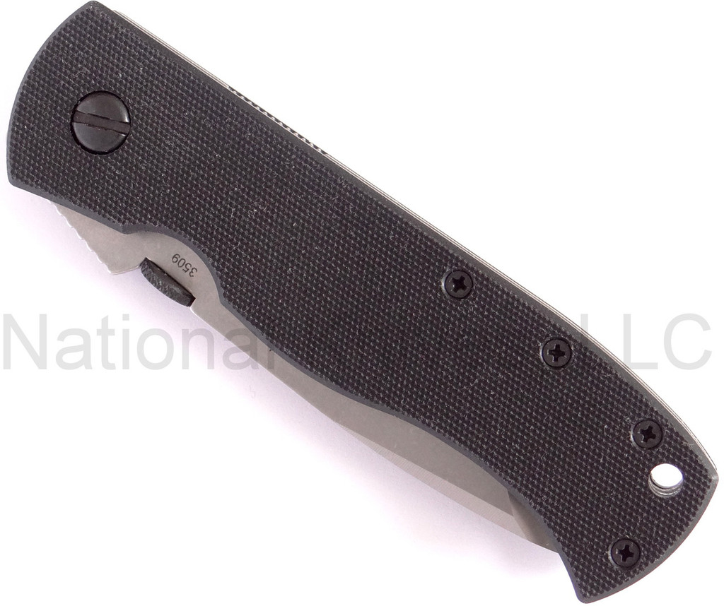 Emerson Knives CQC-7B SFS Tanto Folding Knife, Satin 3.3" Partially Serrated 154CM Blade, Black G-10 Handle, NO Wave