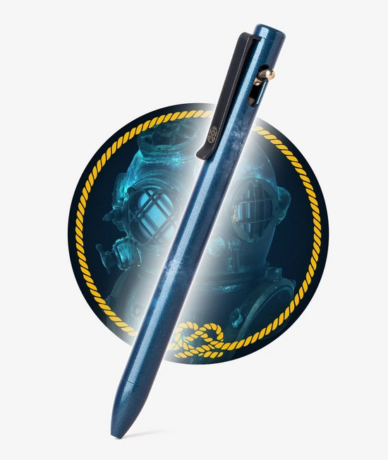 Tactile Turn Deep Sea Seasonal Release Standard Switch Ink Pen.  Shown closed.  Titanium construction.  Model 10-ST1-SEA-DPS.