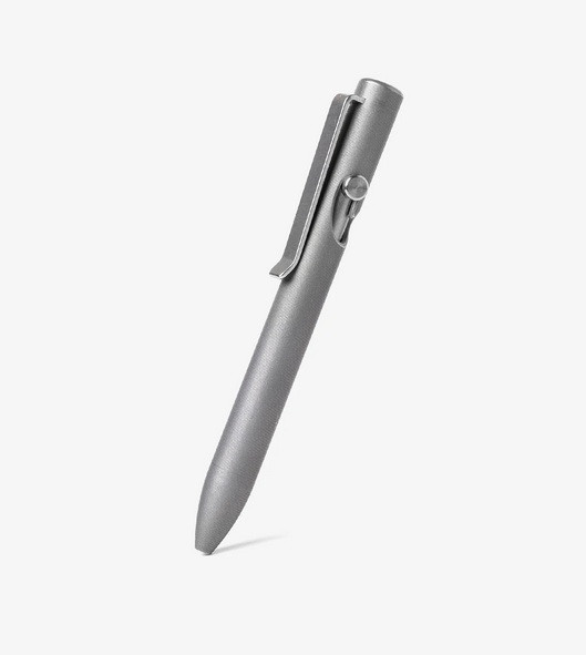 Tactile Turn Bolt Action ink pen.  Overall length is 4.4" and features stonewashed titanium construction.  Model 10-BA3-TTM-STW.