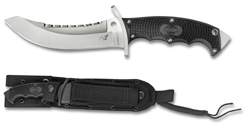 REFERENCE ONLY - Spyderco Warrior FB25PSBK Fixed Blade Knife, Satin 5.687" H-1 Blade, Black FRN Handle, Sheath