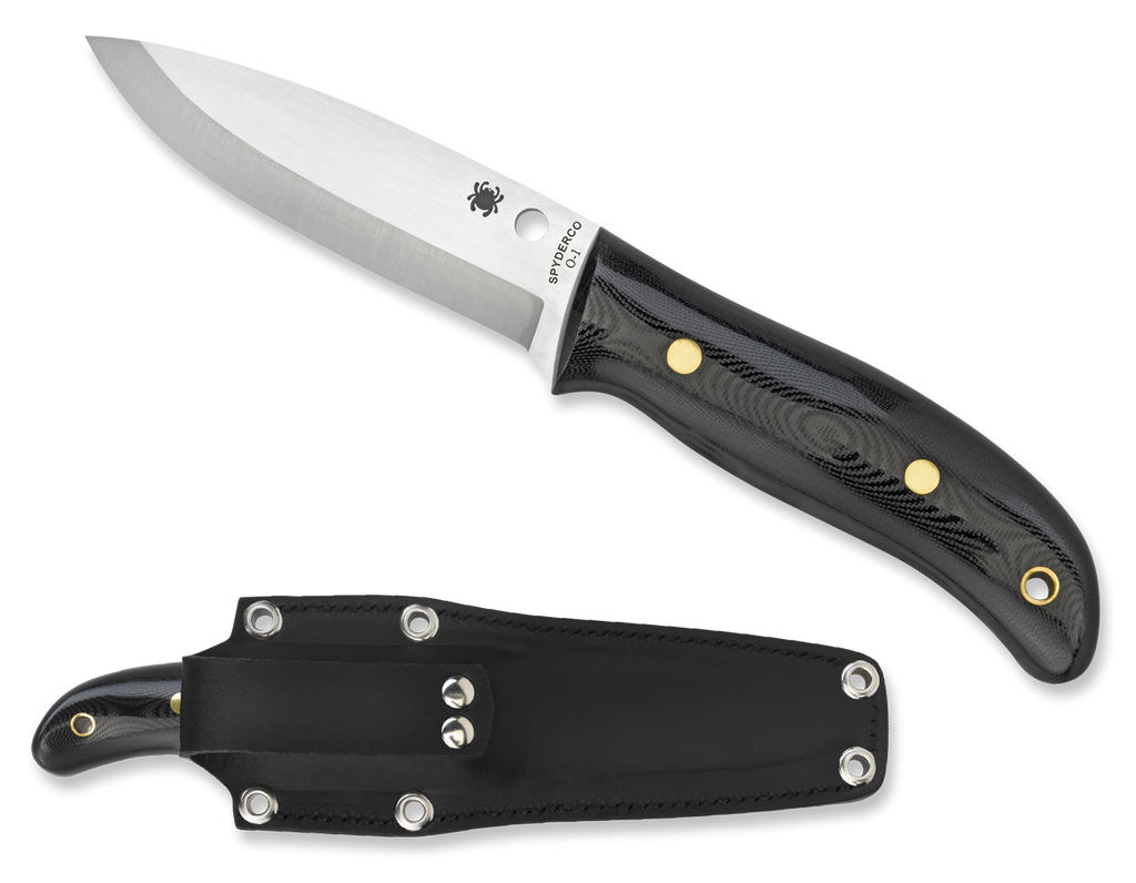 REFERENCE ONLY - Spyderco Bushcraft FB26GP Fixed Blade Knife, 4.125" Plain Edge Blade, Black G-10 Handle, Sheath