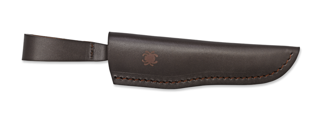 REFERENCE ONLY - Spyderco Puukko FB28GBNP Fixed Blade Knife, 3.375" Plain Edge Blade, Brown G-10 Handle, Sheath