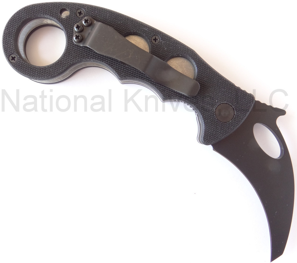 Emerson Knives Karambit BT Folding Knife, Black 2.5" Plain Edge 154CM Blade, Black G-10 Handle, Emerson "Wave" Opener