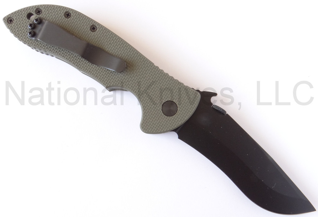 REFERENCE ONLY - Emerson Jungle Commander BT Folding Knife, Black 3.75" Plain Edge 154CM Blade, Jungle Green G-10 Handle, Emerson "Wave" Opening Feature