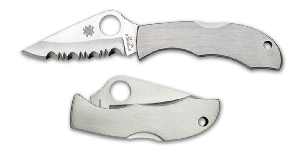 REFERENCE ONLY - Spyderco Ladybug 3 LSSS3 Folding Knife, 1.937" Serrated Edge Blade, Stainless Steel Handle