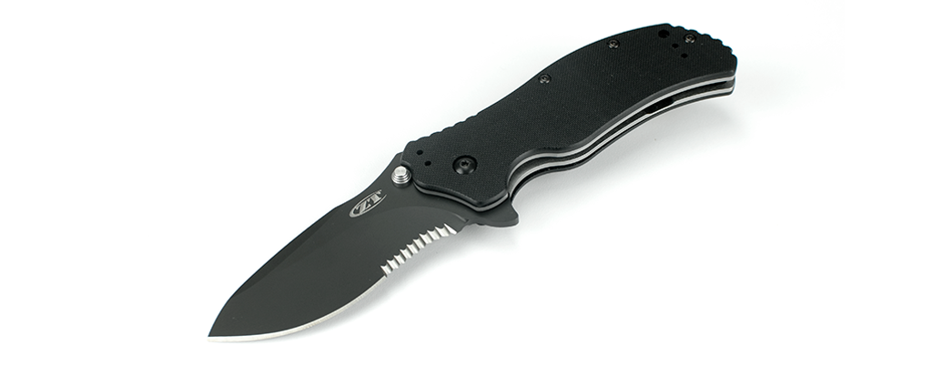 REFERENCE ONLY - Zero Tolerance 0350ST Assisted Opening Knife, Black 3.25" Partially Serrated Edge Blade, Black G-10 Handle