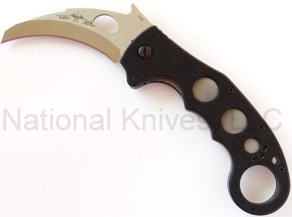 Emerson Knives Super Karambit SF Folding Knife, Satin 3" Plain Edge 154CM Blade, Black G-10 Handle, Emerson "Wave" Opener