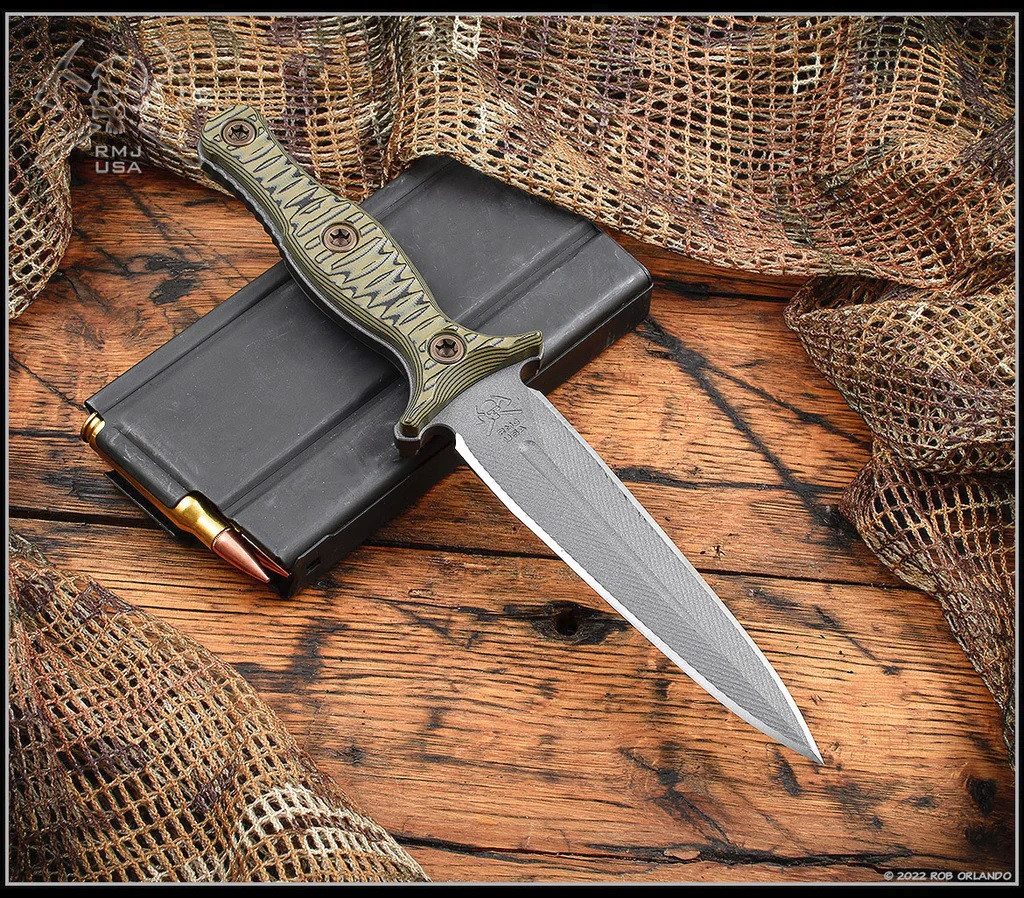 RMJ Tactical Raider Dagger | CPM-3V | Dirty Olive G-10 | National