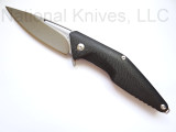 REFERENCE ONLY - Brous Blades Division DF-SW Folding Knife, Stonewashed 4.37" Plain Edge Blade, Black Carbon Fiber Handle