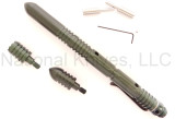 Rick Hinderer Knives Modular Kubaton ink pen set - shown cap on with accessories.  Olive Drab aluminum construction.  
For reference only.