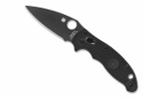 Spyderco Manix 2 Lightweight folding knife with thumb hole - shown open presentation side.  Black CTS-BD1N stainless steel plain edge blade.  Black FRCP handle.  Model C101PBBK2.
