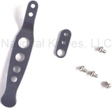 Rick Hinderer Knives Holey Pocket Clip and Filler Tab Set- reverse. Anodized Blue titanium construction.  Model K002010HO-BL.
For reference only