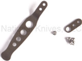 Rick Hinderer Knives Holey Pocket Clip and Filler Tab Set- reverse. Anodized Bronze titanium construction.  Model K002010HO-BR.
For reference only